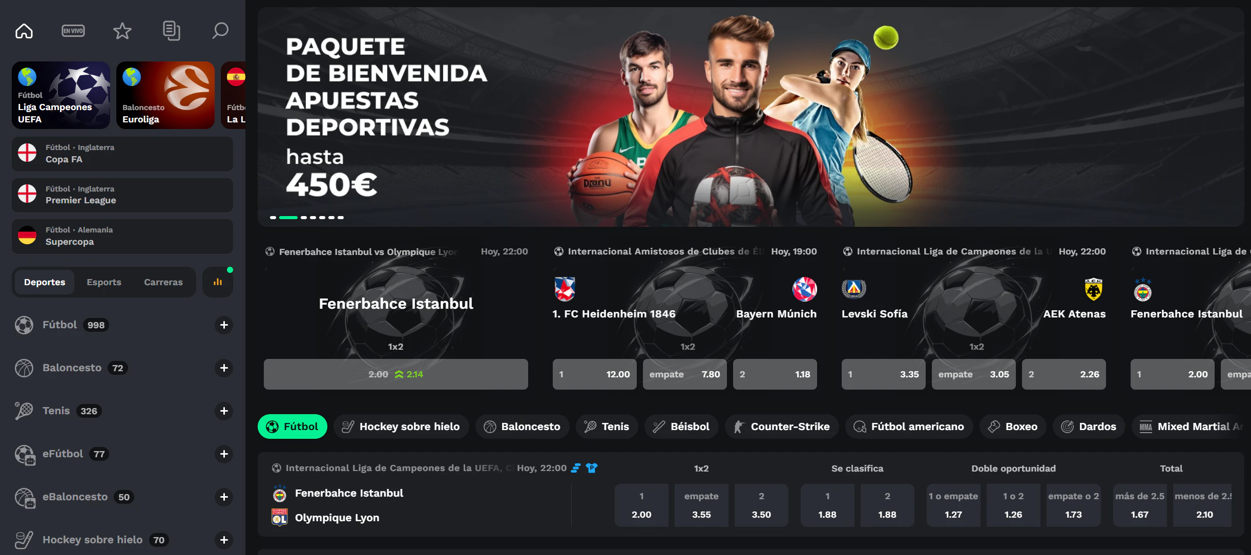 Apuestas deportivas y eSports en BetOnRed Casino