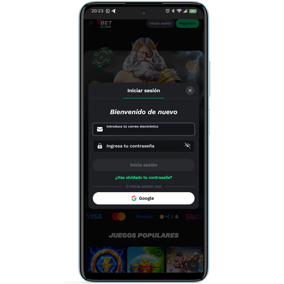 Registro e inicio de sesión en BetOnRed Casino